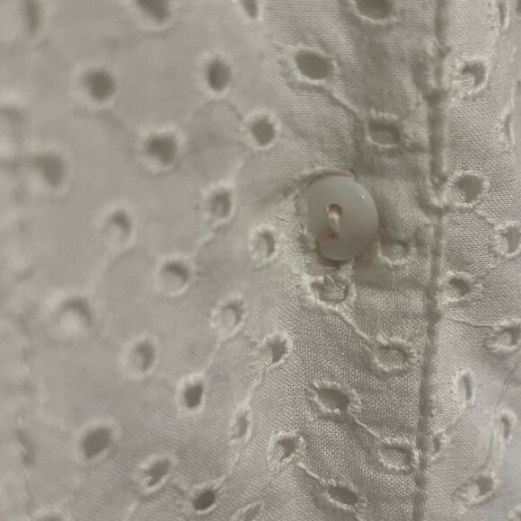 LOVESHACKFANCY Jodie Eyelet Ruffle White Dress $695 Size 4 Button Down - Picture 9 of 16